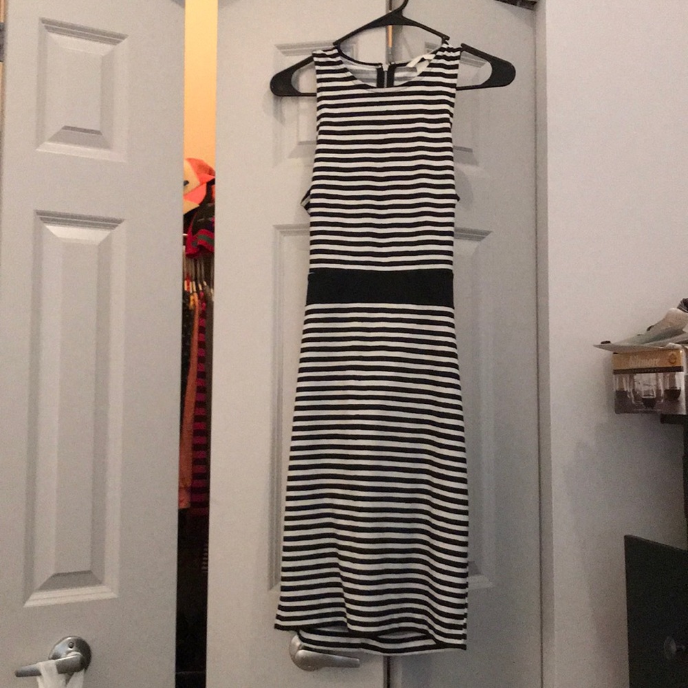 Black and white striped dress